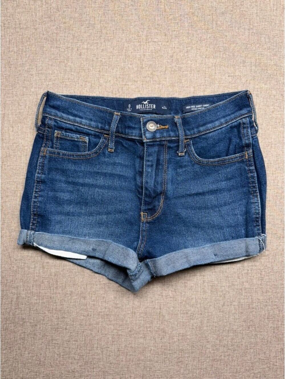 Hollister High Rise Short-Short Vintage Stretch Denim Shorts Size 0 W24
